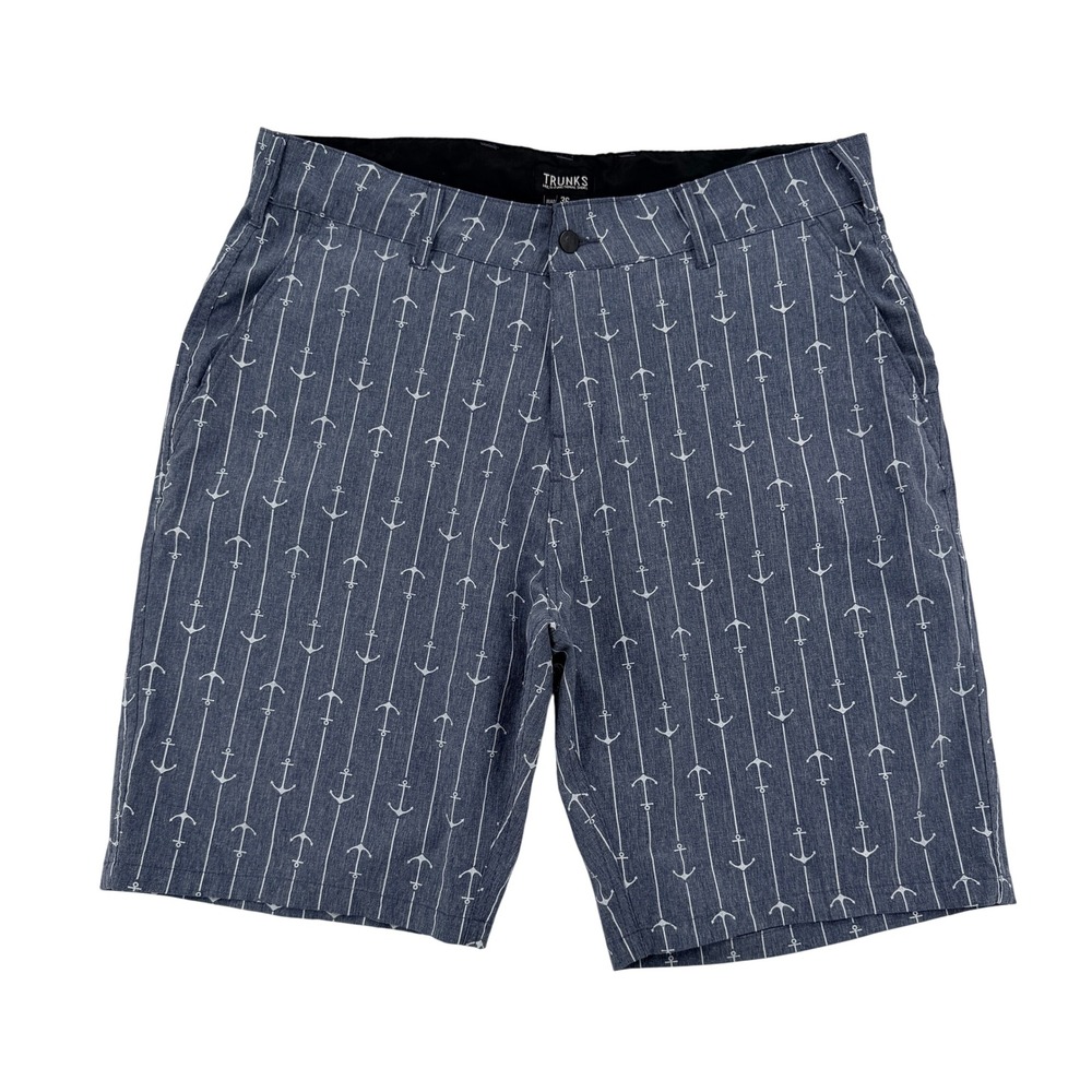 Trunks Surf & Swim Co Mens Blue Anchor Print Multi-Functional Shorts Size 36